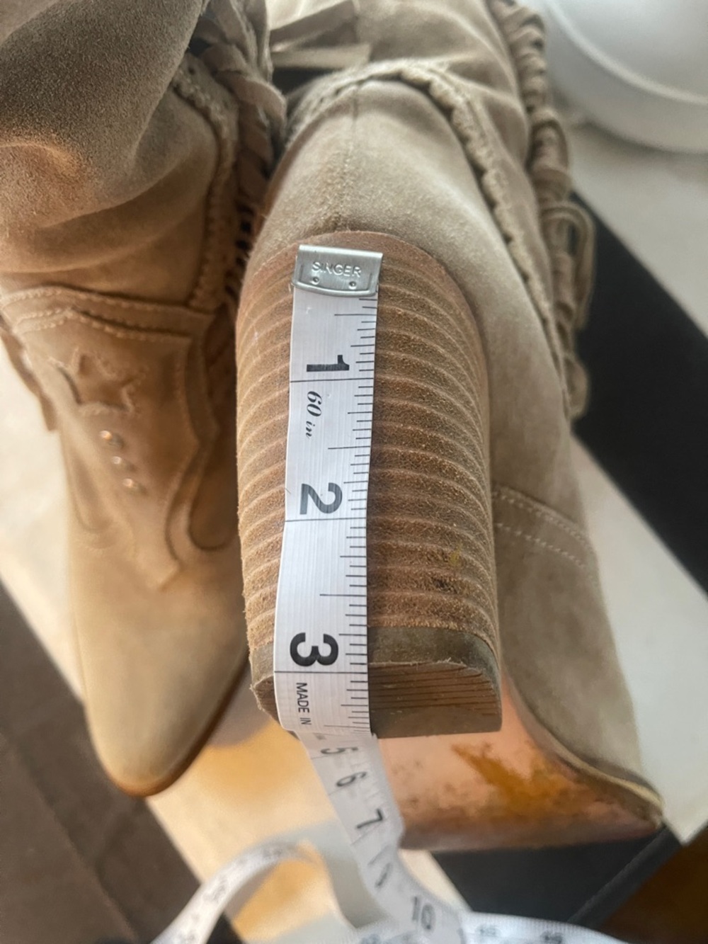 El Vaquero western fringe light tan boots - Picture 8 of 9